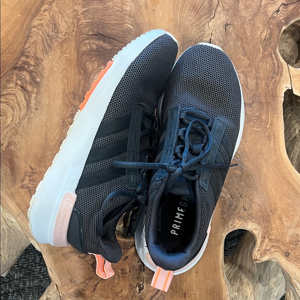 Adidas cloudfoam SUPER Womens Gray and Black with soft pink Athletic Shoes